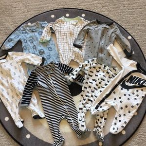 0-3 Month baby boy sleepers lot